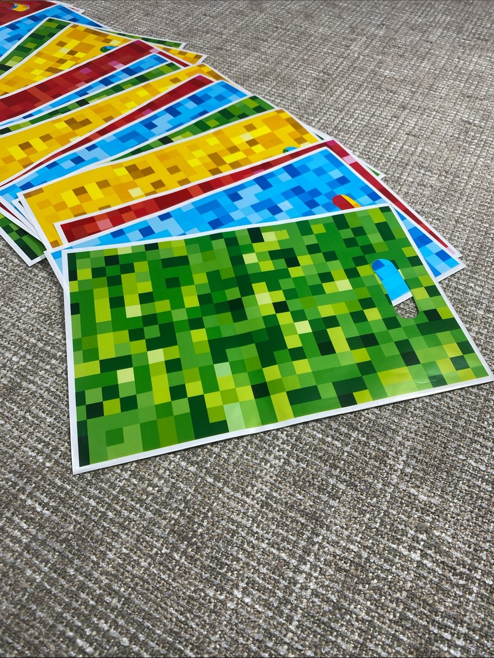 Mine craft Colorful Pixel Pattern party Bags - Green, blue, yellow, red. 50 ct
